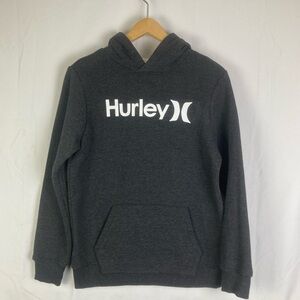 Hurley Logo Graphic Hoodie Girls 13-15 Teen Youth Gray Pullover Sweatshirt EUC